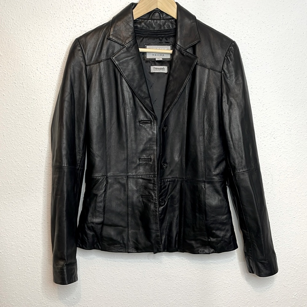 Wilsons Leather Maxima Thinsulate Collared 90s/Y2k Style Leather Jacket Small